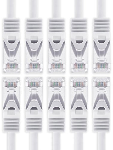 3,0 m - Weiss - 10 Stück Cat7 Netzwerkkabel SFTP Patchkabel Lankabel Rohkabel 10GB/s - 500 Mhz konfektioniert mit 2 RJ45 Stecker Cat 6a