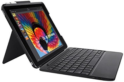 Logitech Slim Combo iPad Case with Detachable Backlit Wireless Bluetooth Keyboard, For iPad 5th & 6th Generation (Models: A1893, A1954, A1822, A1823), Long Battery Life, QWERTY UK Layout - Black