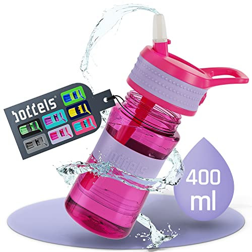 boddels Kinder Trinkflasche mit Strohhalm und rutschfestem Griff | 400 ml | Trinkflasche Kinder auslaufsicher, bruchsicher | Wasserflasche Kindergarten, Schule, Sport | Kindertrinkflasche | BPA-frei