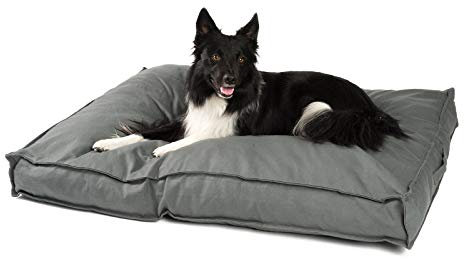 JAMAXX Premium Hundekissen - Orthopädisch Memory Schaumstoff-Flocken, Waschbar Abnehmbarer Bezug Wasserabweisend - Hundebett mit Canvas Stoffbezug PDB1007 (L) 120x90 grau