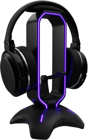 Tilted Nation RGB Headset Stand and Gaming Headphone Stand for Desk Display with Mouse Bungee Cord Holder with USB 3.0 Hub for Xbox, PS4, PC - Perfect Gaming Accessories Gift