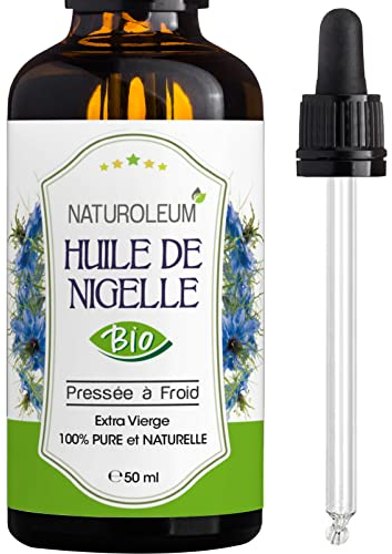 HUILE DE NIGELLE 100% BIO, Pure et Naturelle, Pression à Froid, Soins pour Cheveux et Peau (50 ml)