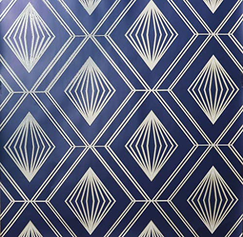 Arthouse Glitter Diamond Navy Blue & Gold Wallpaper - Geometric Design - Diamond Patterns Highlighted with Soft Gold & Subtle Glitter 910001