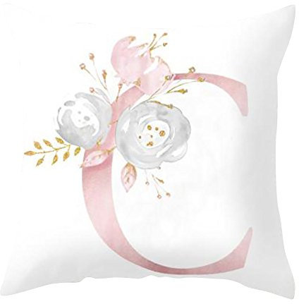 HshDUti Alphabet Kissenbezüge, Samt Zierkissenbezug, ohne Füllung-kissenhülle Dekorative Buchstabe Kissenbezug mit Verstecktem Reißverschluss für Sofa, Couch, Zimmer, DIY Name, 45 x 45 cm C