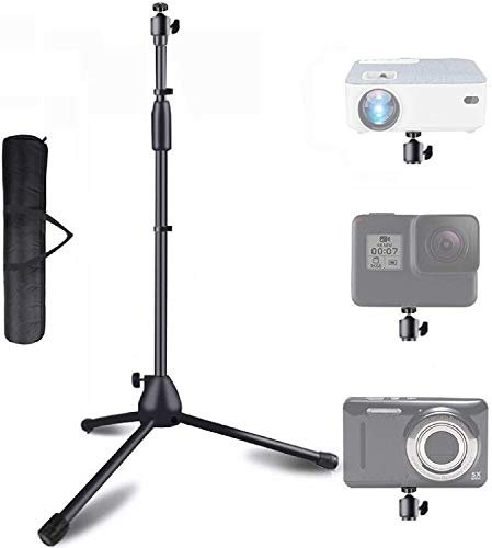 Support Trépied Portable Universel, Hauteur Réglable 83-145 cm, Boule Pivotante à 360 °, Charge de 5kg, Compatible avec 1/4'' et 3/8'', pour Caméra, Webcam, Plateau, GoPro, avec Sac de Rangement