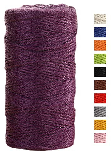 JeogYong Spago Juta Corda di Juta 2mm x 100m, Naturale 3 Strati Spago da Giardino, Corda di Iuta Spessa per Decorazioni Floreali, Fai Da Te, per Confezionare Regali (Viola Scuro)