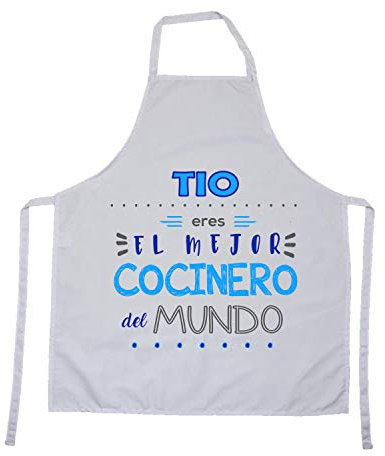 Kembilove Delantal cocina hombre – Regalos personalizados – Delantal con Mensaje Tío eres el mejor cocinero del Mundo – Regalo original hombre – Regalos originales para hombre