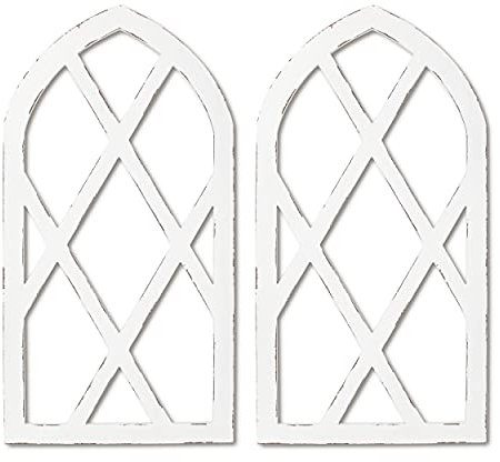 EMAISON Marco de madera rústica para ventana de 40,6 x 78,7 cm, decoración de pared para el hogar, color blanco envejecido, juego de 2