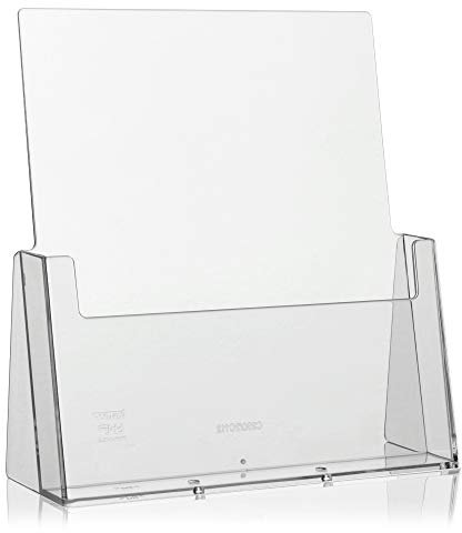 5 Stück taymar DIN A4 Prospekthalter, Prospektständer, transparenter Tischprospektaufsteller