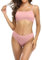 SHEKINI Damen Bikini-Set Bademode Sportlich Weste Plissee Bikinioberteil Rückenfrei Verstellbarer Zweiteiliger Badeanzug für Frauen Niedrige Taille Bikinihose Badeanzüge (L, Rosa)