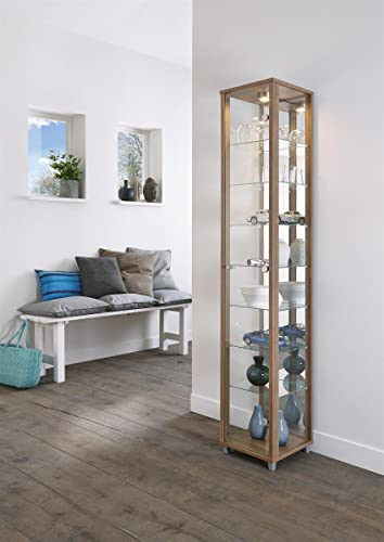 möbelando Vitrine Glasvitrine Standvitrine Vitrinenschrank Berlin IV Noce