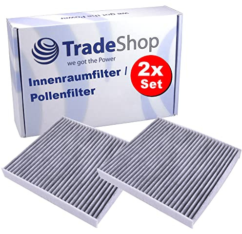 2x Trade-Shop Innenraumfilter/Pollenfilter/Aktivkohlefilter für Audi A3, A3 Cabriolet, A3 Limousine, A3 Sportback, Q2, Q3, RS3, S3, TT, TT Roadster