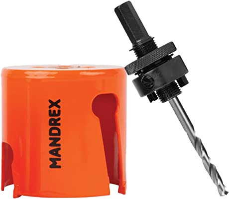 Mandrex MHM00048B + HSB81 Scie cloche multi-usages avec dents en carbure de tungstène Profondeur de coupe 60 mm avec emmanchement MHM0048B + HSB81 Ø 48 mm