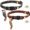 Gienxias Katzenhalsband mit Schnellverschluss | Halsband für Katze mit Leder | handgefertigt | mit Glocke | goldene Kugel | Japanisches Design | verstellbar | 2 Stück
