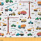 Stoff für Kinder Bagger Meterware Traktormaschinen LKWs Polsterstoff Dekostoff für Baufahrzeuge wasserdichter Stoff für Bulldozer Kranausrüstung LKW DIY Kunst 184 x 150 (HxB)