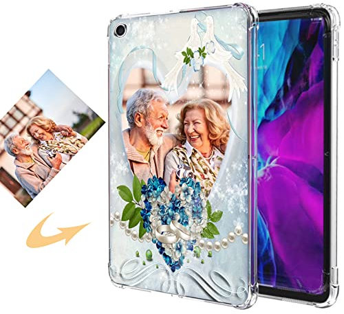 CXKJ Transparent Personalised Photo Case for iPad mini 2019 7.9,Design Your Own Photo Image,Text Tablette Case,Silicone Bumper Slim Soft TPU Cover Case,Personalised Case