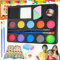Lubibi Pinturas Cara,Pintacaras Infantil para Niños,12 Colores(2 UV Fluorescente),Kit de Pintura Facial,No Tóxico Colores Maquillaje para Fiestas de Disfraces Halloween Mardi Gras Navidad Cosplay