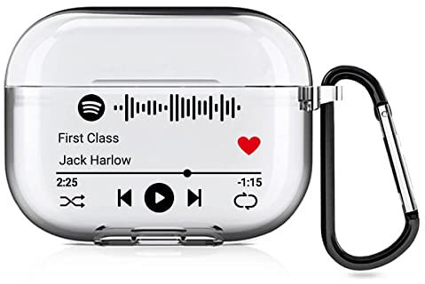 Personalisierte 2-seitige AirPods-Hülle für Apple AirPods Pro 2nd 2022, Music Style Cover mit scanbarem Spotify-Code, individuelle Geschenkverpackung (Klar)
