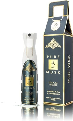 Ayat Perfumes Areadeodorizer 320 ML Spray - Heim- und Innenduft - Orientalischer Lufterfrischer zur Beseitigung von Eingefangenen Gerüchen - Alkoholfrei Made in Dubai (Pure Musk)