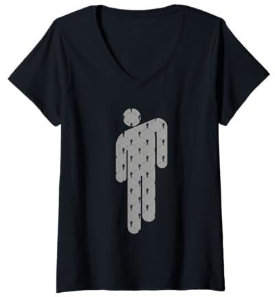 Damen Billie Eilish Offizieller Blohsh-Schwarz T-Shirt mit V-Ausschnitt