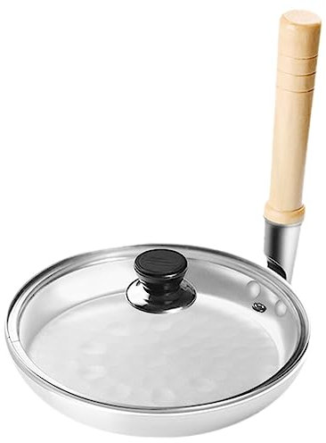 Angoily Frying Tamagoyaki Pan Nonstick Egg Frying Pan Jaese Oyakodon Tamagoyaki Egg Pastry Mini Metal Skillet Omelette with Wood Handle for Home Kitchen 17CM