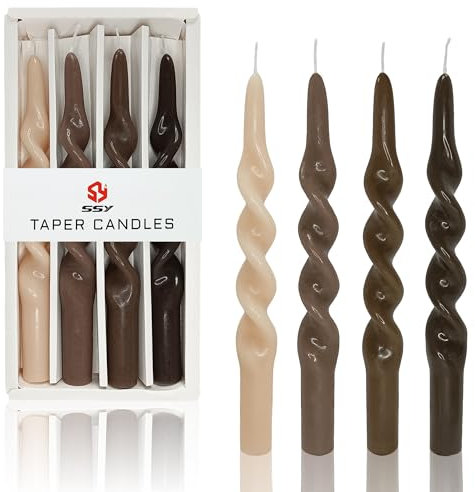 Gedengni Kerzenständer Spirale Kegel Kerzen, 7.5 Zoll Spirale Kerzenständer 4 Stück ohne Duft Kerzen farbige Kerze Sticks Twisted Abendessen Kerzen für Home Decor Urlaub Hochzeiten(Farbverlauf Kaffee