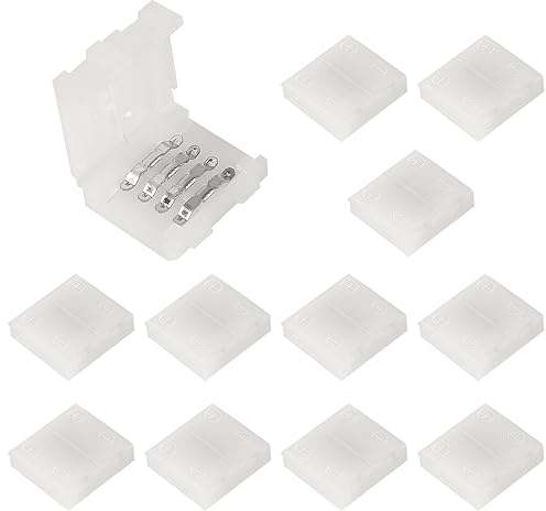 12Pcs LED-Streifen-Steckverbinder 4 Pin Connector 10mm/0.39in Wide LED Tape Light Clips Lights Adapter Steckverbinder Terminal Erweiterung für SMD 5050 Multicolor RGB LED-Streifen Licht