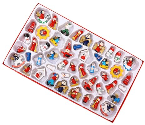 Ciieeo 48st Weihnachtsmann-verzierung Russische Puppe Weihnachtsschmuck Adventskalenderverzierung Weihnachtsfiguren Figuren Kleine Geschenke Holzdekor Bauholz Mini Kind Kleiner Anhänger