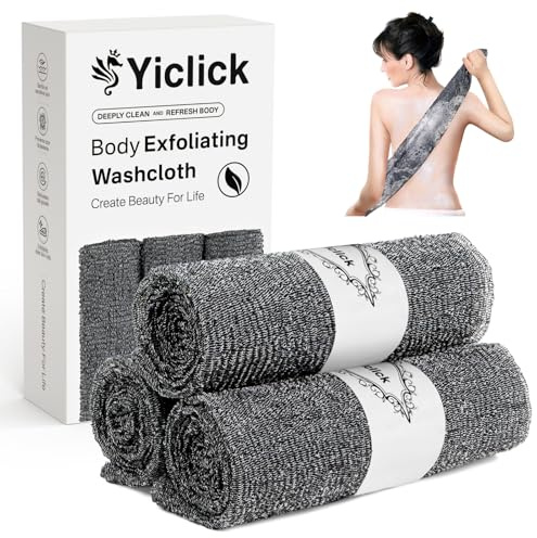 Yiclick Peeling Duschtuch für Körperpeeling und Rücken, Duschschwamm, Luffa Schwamm für Dusche und Bad, Rückenschrubber, Alternative zu Rückenbürste, Peelinghandschuh und Afrikanischer Netzschwamm