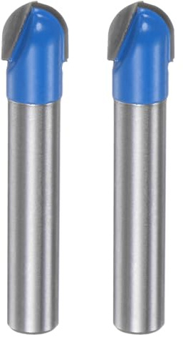 sourcing map 2pcs Router Bit Core Box 1/4 Shank 5/16 Inch Cutting Dia.Round Nose Router Bit 2 Flutes Carbide Cove Box Cutter for Carpentry Woodworking Milling Cutter Tool