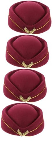 Holibanna Baskenmütze Flugbegleiterin Spielzeug 4 Stück Herrenkostü Herren Ütze Kleid Pilot Stewardess-hut Yacht Zubehör Baskenmützen Kleidung Stewardess Hut