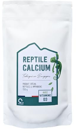 ReptileCalcium® - 150g - Fabriqué en Bourgogne - Produit spécial Reptiles et Amphibiens - avec Vitamine D3 - Calcium pour Reptiles