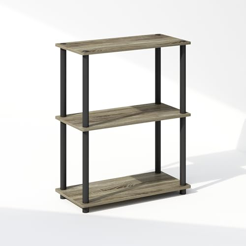 Furinno Turn-N-Tube Estantería 3 Niveles 11,6x23,6x29,6 para Salón Dormitorio Oficina Roble Francés/Negro