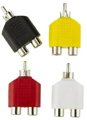 Fteysak Lot de 4 adaptateurs répartiteurs RCA Y 1 mâle vers 2 femelles, pour conversion de câble audio-vidéo AV TV, Plug and Play, facile à utiliser
