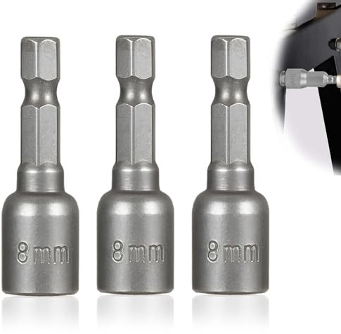 3 Pack Magnetic Hexagon Socket, Setter Driver Drill Bit, 1/4 Quick-Change Hex Magnetic, 8mm Magnetic Nut Setter Driver Drill Bit, Used to Electric Screwdriver Handle Tools, 42mm Length