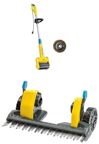 Bundle aus Gloria MultiBrush speedcontrol - Multifunktionale Elektro-Bürste | Unkrautentferner | + Gloria Rasen- und Kantenschneider FineCut | Rasenmäher-Aufsatz | XXL- Schnittbreite 36 cm