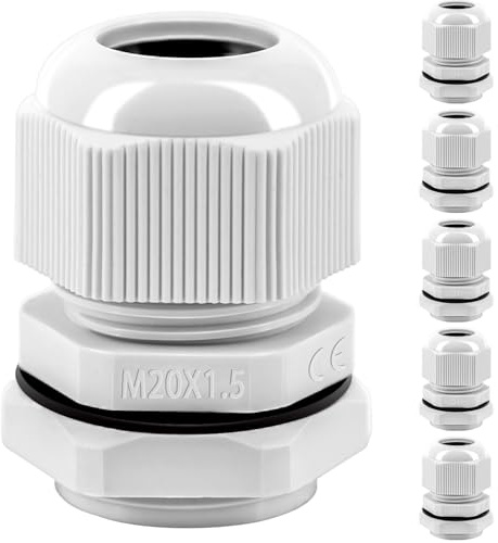 Cable Gland Set, Gorffy 6 Pieces IP68 Waterproof Cable Grommet M20, Cable Glands for Outdoor Garden Junction Box Distribution Box, Plastic Nylon Cable Grommets
