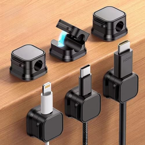 Luonaa 6Pcs Kabelhalter Kabelclips, Kabel Organizer, Magnetische Kabelmanagement, Selbstklebend Kabelhalter, Stark Haftende Draht Ladegerät Halter für Schreibtisch,Ladekabeln,HDMI,USB,Audiokabel