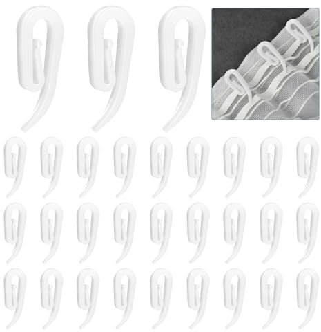 HonGien 100 Stück Vorhanghaken Kunststoff Weiß Gardinenhaken Gleiter robuste Vorhanghaken für Duschvorhang Gardinen Vorhang Wohnwagen