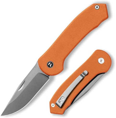 FUJUNI 7,25cm Coltello Tascabile, Coltello Pieghevole con Manico G10 e Lama in Acciaio VG10, Clip Da Tasca Per Trasporto Profondo, Coltelli Pieghevoli,Coltelli Da Tasca,Per Uomo Regalo,Arancione