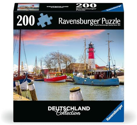 Ravensburger Puzzle 12001476 - Der Hafen von Büsum - 300 Teile Puzzle Deutschland Collection für Erwachsene ab 14 Jahren