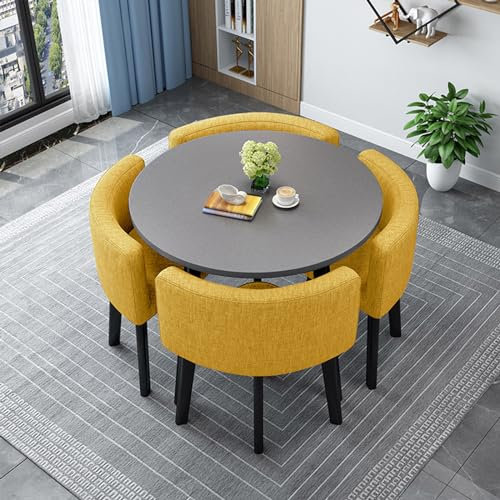 LBLFEBD Rundes/quadratisches Esstisch-Set mit Stühlen, 80 cm moderner Konferenztisch und 4 Stühle, Kombination aus Empfangstisch und Stuhl, hölzernes Küchentisch-Set