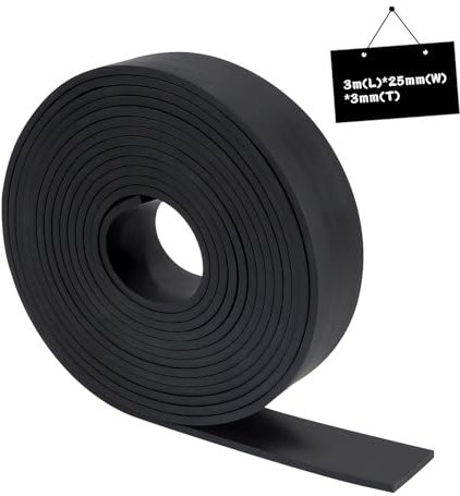 LALAGO Bande de Caoutchouc, Feuille de Caoutchouc, Tapis de Caoutchouc, Néoprène Plaque Caoutchouc, Rouleaux de Caoutchouc, pour Joints Protection Contre Les Vibrations (25mmx3mmx3m)