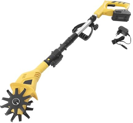 Fridgestea Azada de tierra con batería de 20 V y cargador, cultivador de 250 rpm, motoazada eléctrica, herramientas de jardín para cultivo de suelo, ancho de trabajo: 10 cm | profundidad de trabajo: