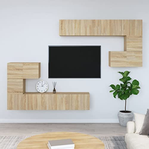 Azzrora TV-Wandschrank Sonoma-Eiche Holzwerkstoff Fernseher Schrank Fernsehkommode TV Sideboard Wohnzimmer Fernsehschrank