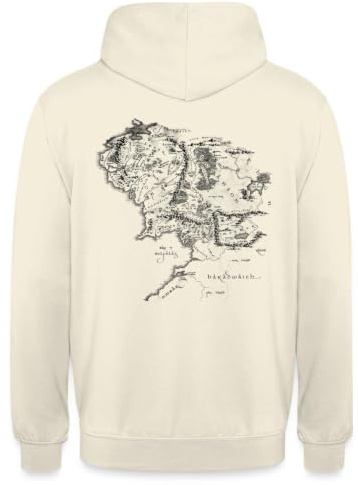Spreadshirt Der Herr Der Ringe Rückenprint Mittelerde-Karte Unisex Hoodie