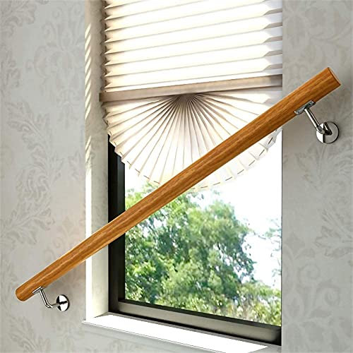 Rutschfester, runder Handlauf aus Buche für Treppen, Sicherheitshandlauf-Set mit Wandhalterungen, Dachboden und Stützstange für ältere Menschen, Treppengeländer