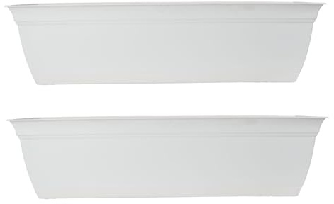 The HC Companies Eclipse Kunststoff-Fensterkasten, 61 cm, 19,7 x 61 x 16,7 cm, Weiß, 2 Stück