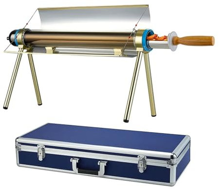 Four Solaire D'extérieur De Grande Capacité, Température De Stagnation du Tube À Vide 150℃-290℃, Gril De Camping Portable À Énergie Solaire pour Cour, Camping-Car, Voyage, Parc, Base