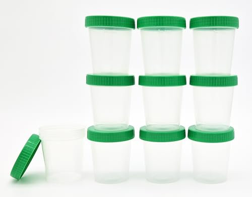 Tiga-Med Lot de 500 gobelets à échantillons d'urine 125 ml avec couvercle à visser vert gradué jusqu'à 100 ml